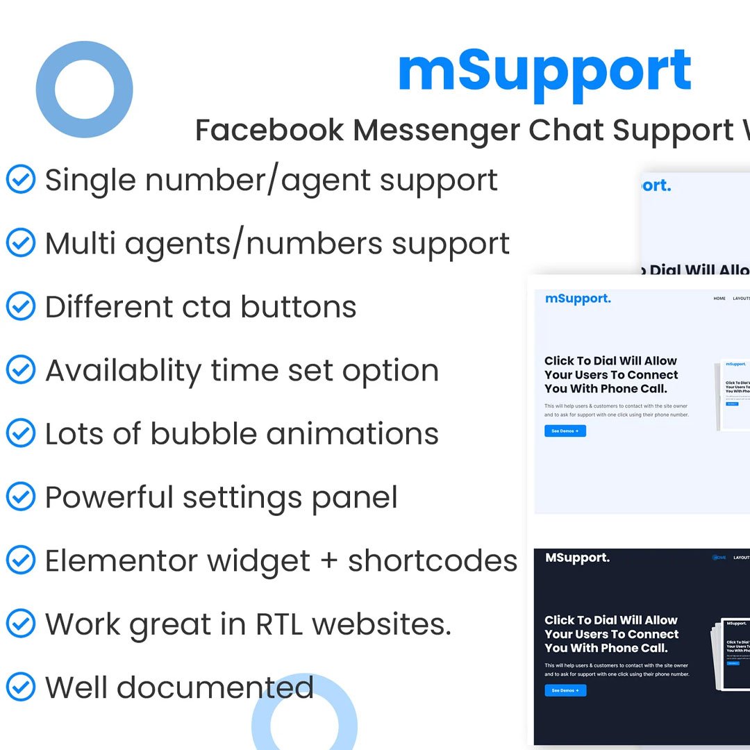 Messenger chat support WordPress Plugin