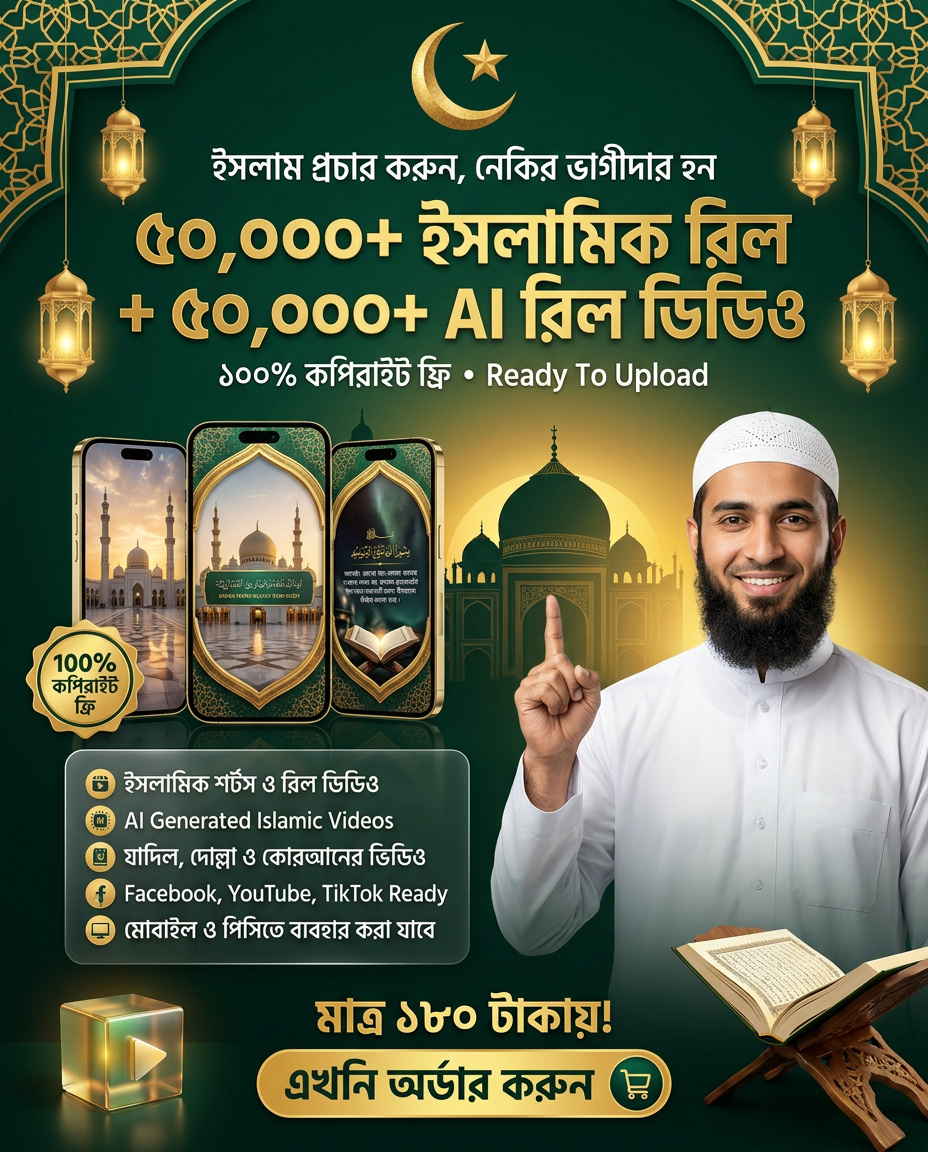 ৫০ হাজারের বেশী ট্রেন্ডি AI রিল + ৫০ হাজার ইসলামিক রিল কপিরাইট ফ্রি রিলস্ ভিডিও